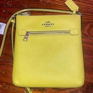 NWT - bright yellow COACH file bag